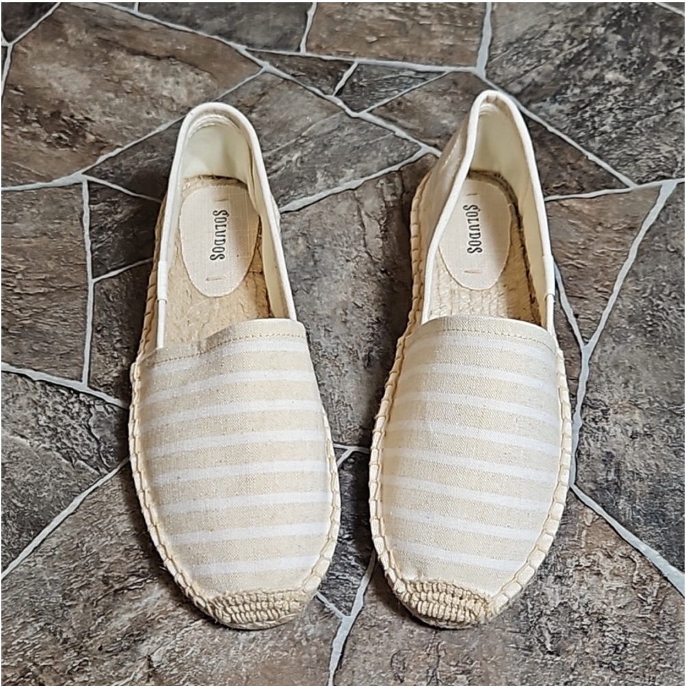 NWT Soludos Dali Espadrilles in Tan Ivory Stripe Size 10